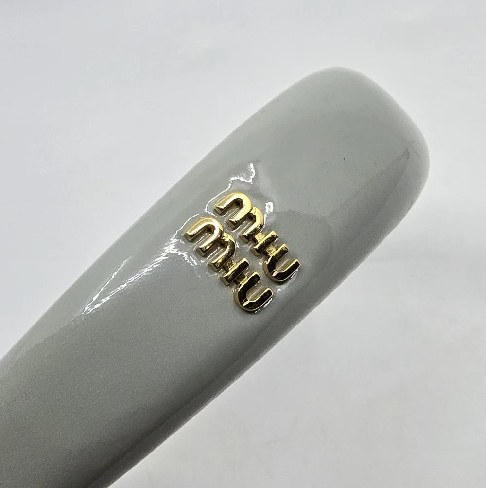 Miu Miu Gray Patent Logo Headband